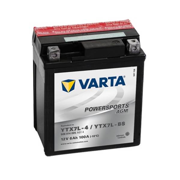 VARTA YTX7L-BS AGM MC Batteri 12V 6AH 100CCA (114x71x131mm) +hø