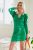 Crinkled Satin V-neck Mini Dress Bright Green