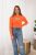 Light Stretch Jersey Cutout Blouse Vibrant Orange